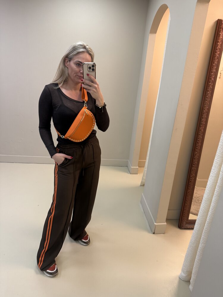 DAMES PANTS BRUIN/ORANJE