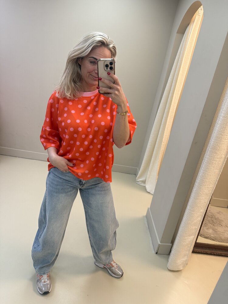 T-SHIRT ORANGE POLKADOT