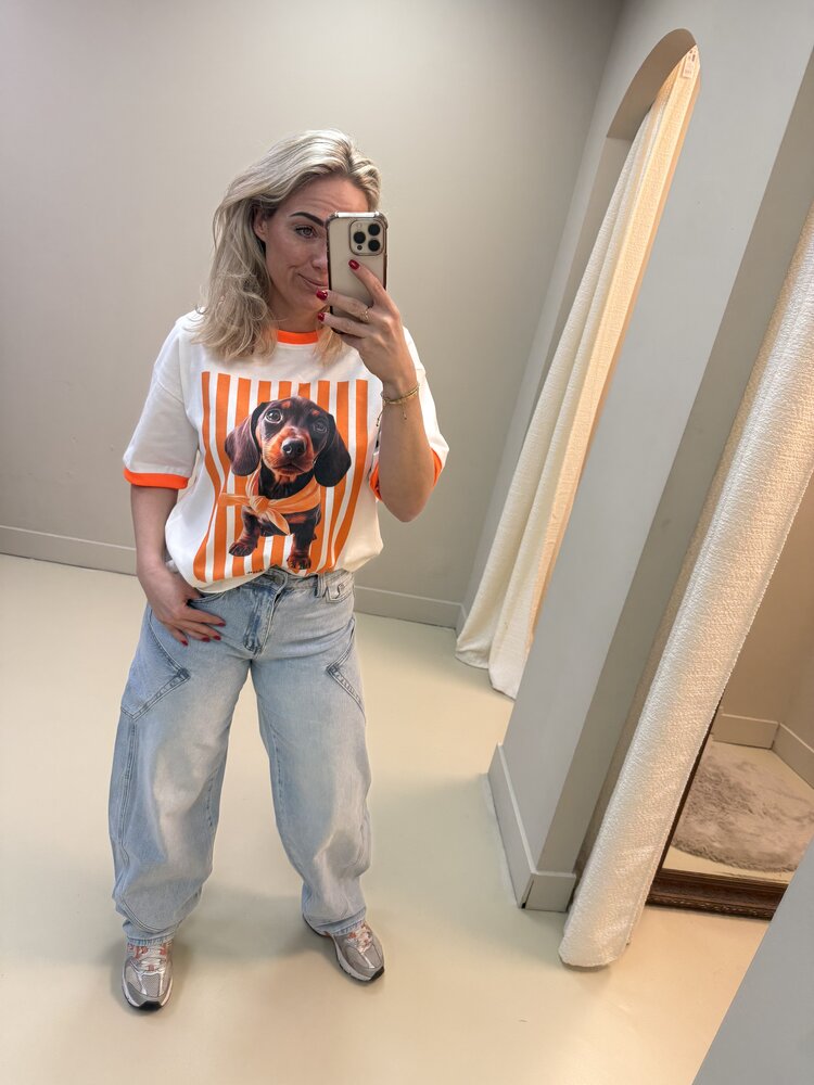 T-SHIRT TECKEL ORANJE