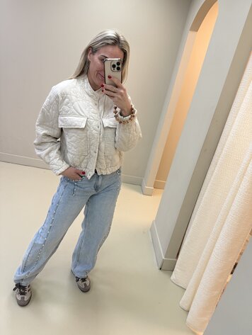 BOMBER JACKET FLOWER BEIGE