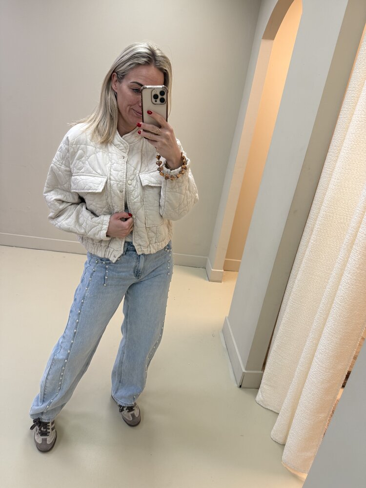 BOMBER JACKET FLOWER BEIGE