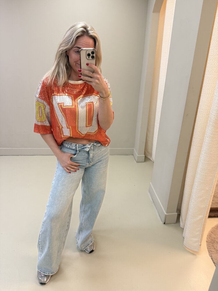 BASEBALL TOP GLITTER ORANJE
