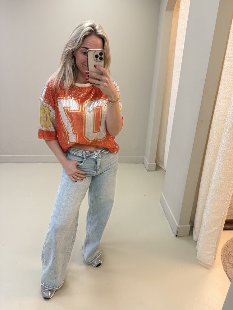 BASEBALL TOP GLITTER ORANJE