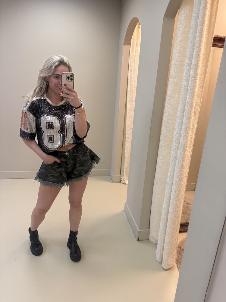 BASEBALL TOP GLITTER BLACK