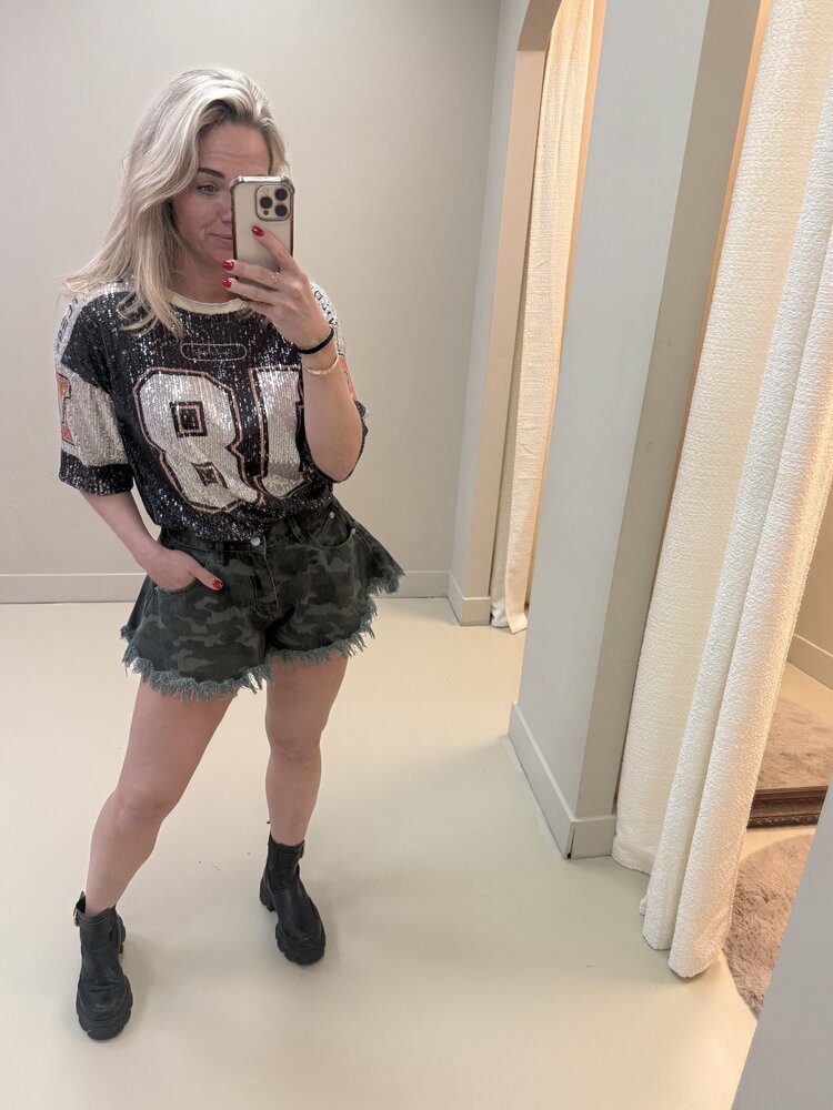 BASEBALL TOP GLITTER BLACK