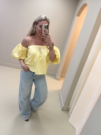 STRAPLESS TOP BUTTER YELLOW