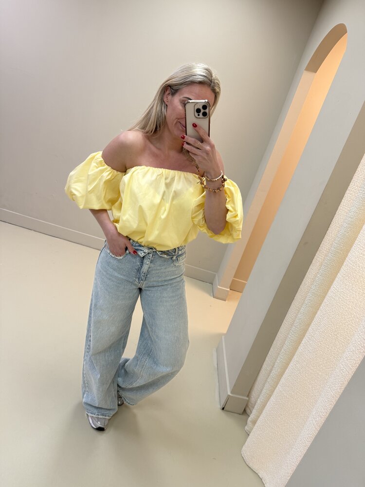 STRAPLESS TOP BUTTER YELLOW