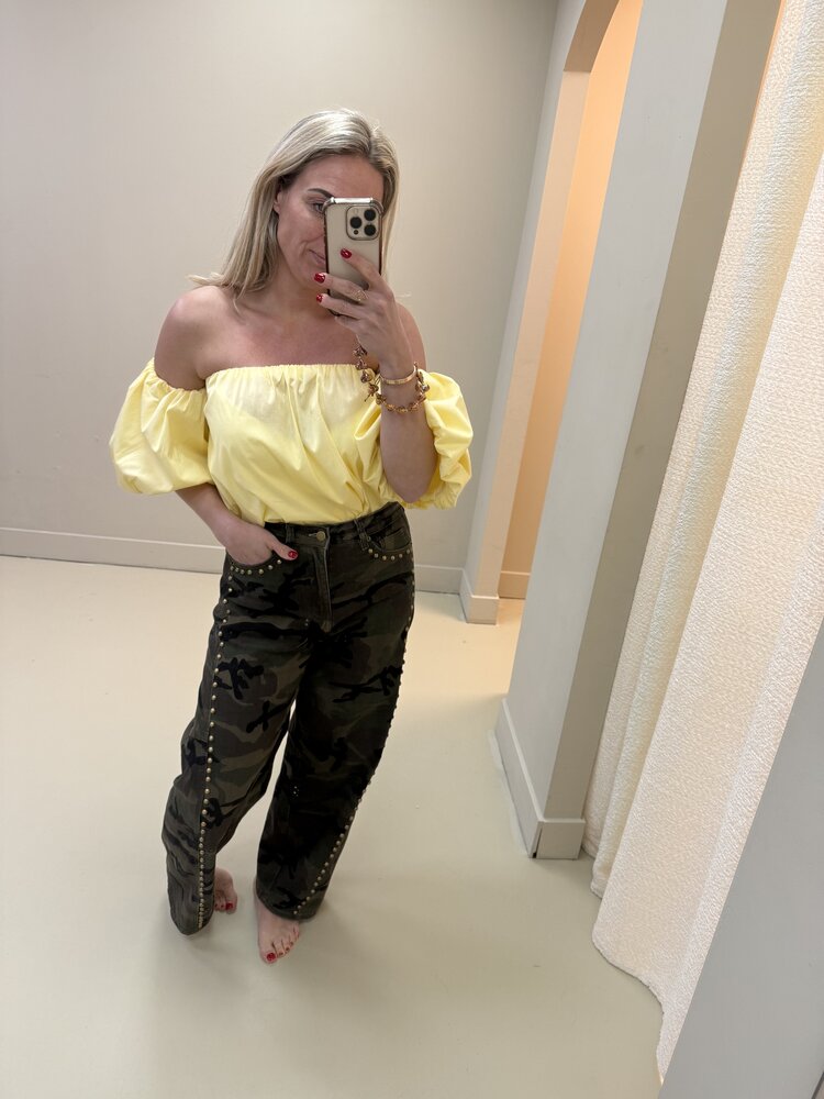 STRAPLESS TOP BUTTER YELLOW
