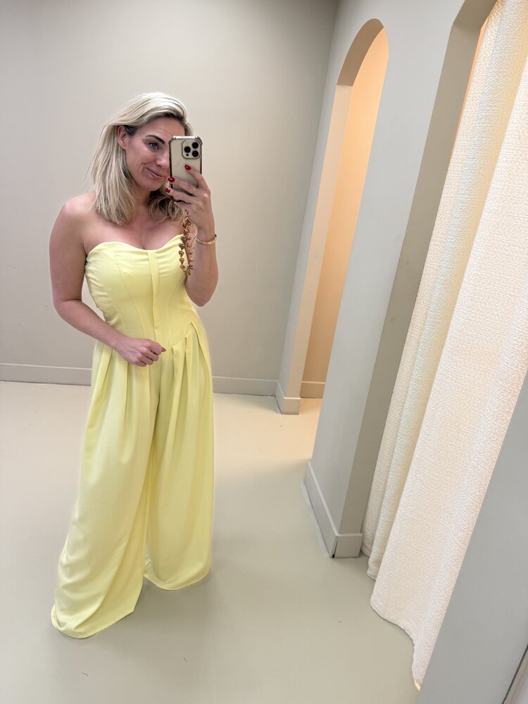 JUMPSUIT STRAPLESS BUTTER YELLOW