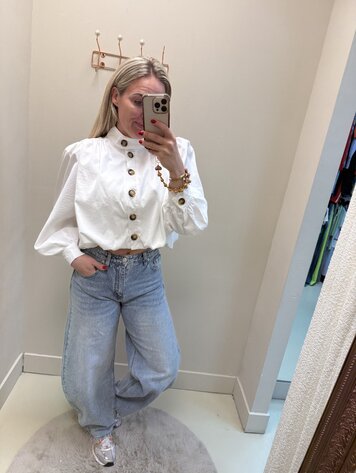 BALLOON BLOUSE KNOOP WIT