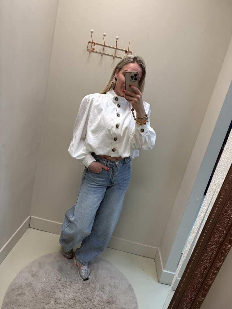 BALLOON BLOUSE KNOOP WIT