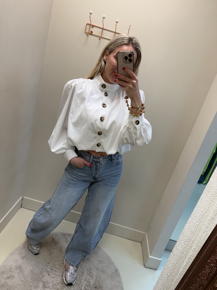 BALLOON BLOUSE KNOOP WIT