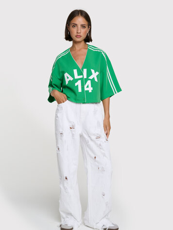 ALIX THE LABEL ALIX THE LABEL CROPPED BASEBALL SHIRT
