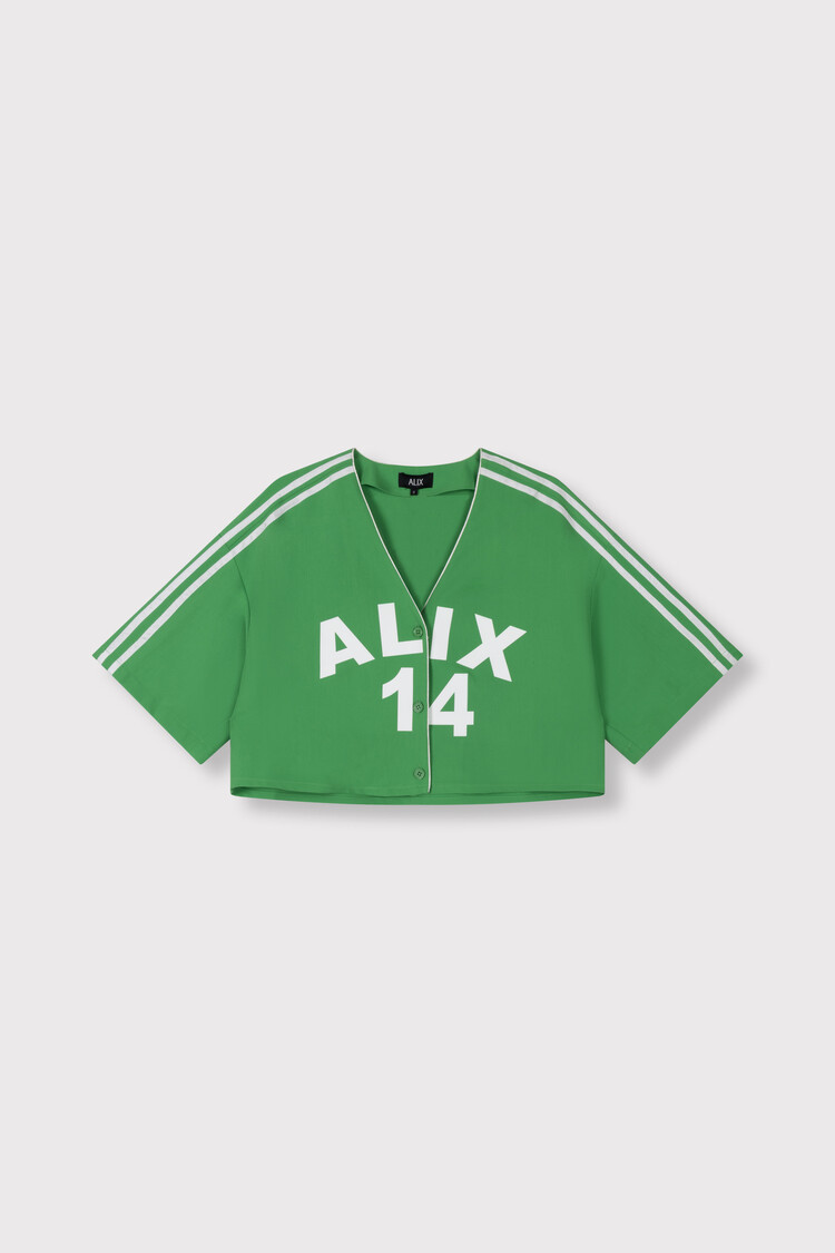 ALIX THE LABEL ALIX THE LABEL CROPPED BASEBALL SHIRT