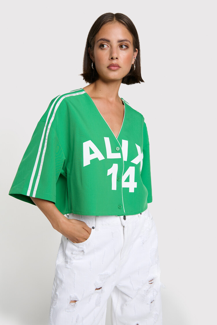 ALIX THE LABEL ALIX THE LABEL CROPPED BASEBALL SHIRT