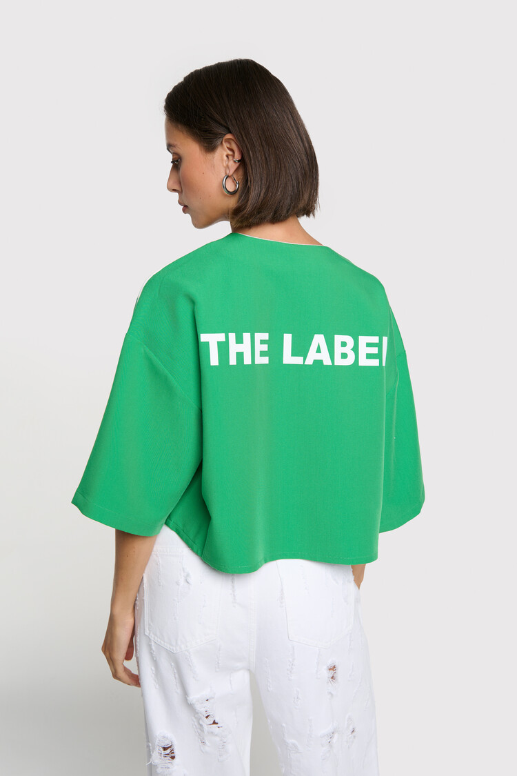 ALIX THE LABEL ALIX THE LABEL CROPPED BASEBALL SHIRT