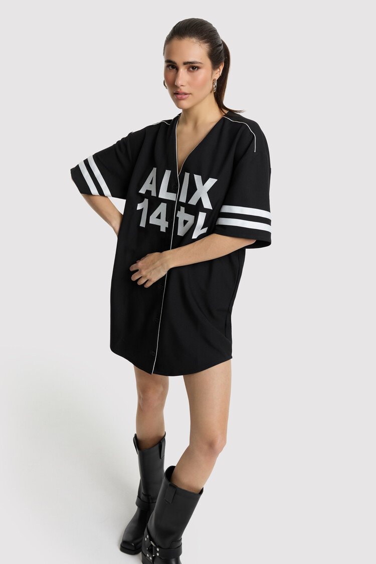 ALIX THE LABEL Alix the label baseball shirt dress