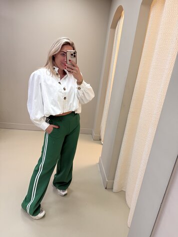 PANTS GREEN STRIPE WHITE