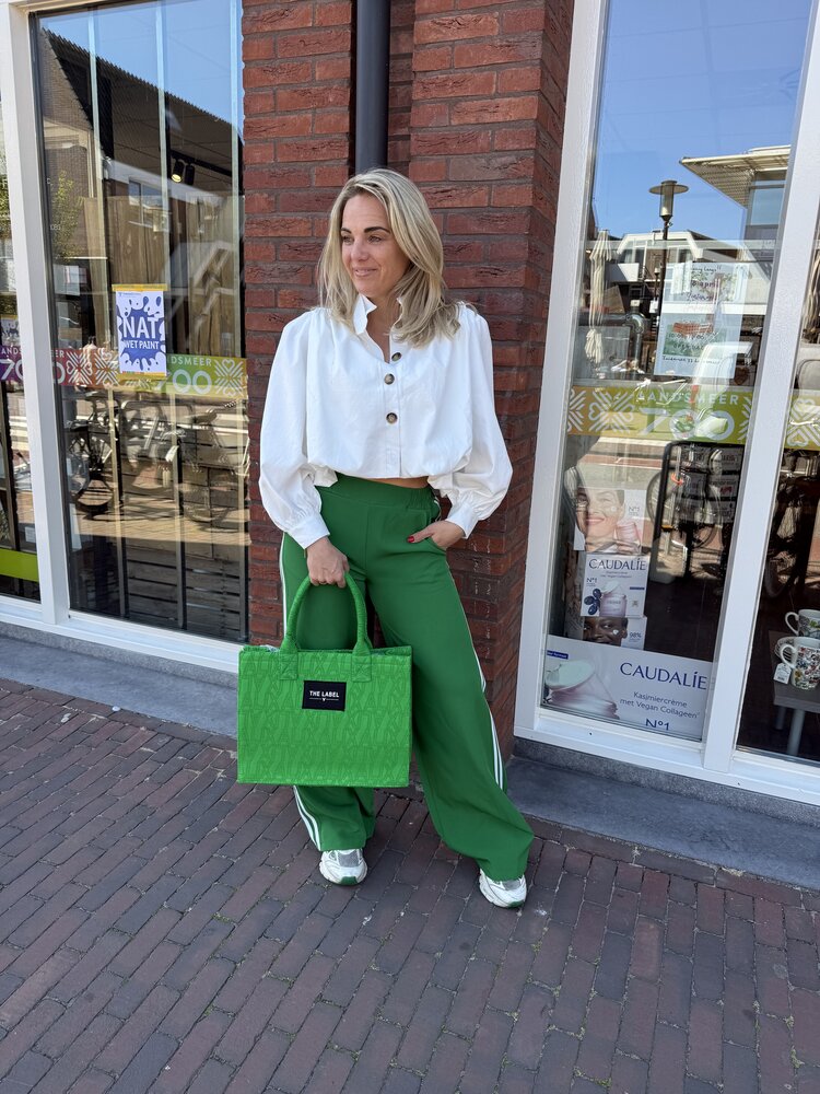PANTS GREEN STRIPE WHITE