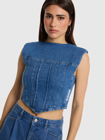 ALIX THE LABEL ALIX THE LABEL DENIM CORSET TOP
