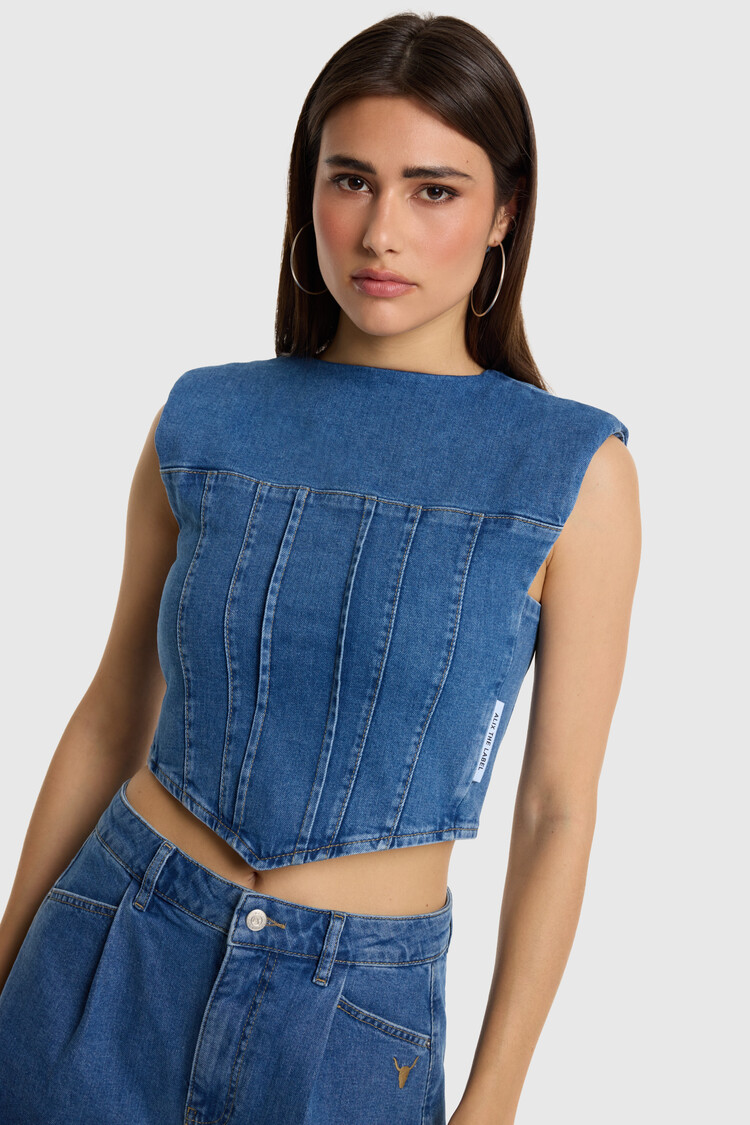ALIX THE LABEL ALIX THE LABEL DENIM CORSET TOP