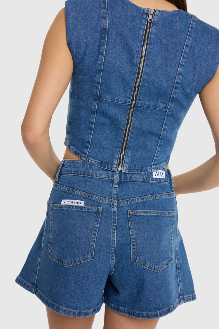 ALIX THE LABEL ALIX THE LABEL DENIM CORSET TOP