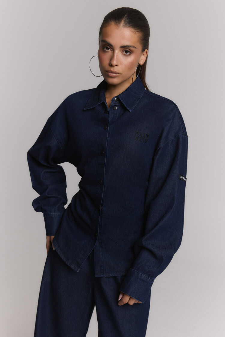 ALIX THE LABEL ALIX THE LABEL FITTED WAIST DENIM BLOUSE