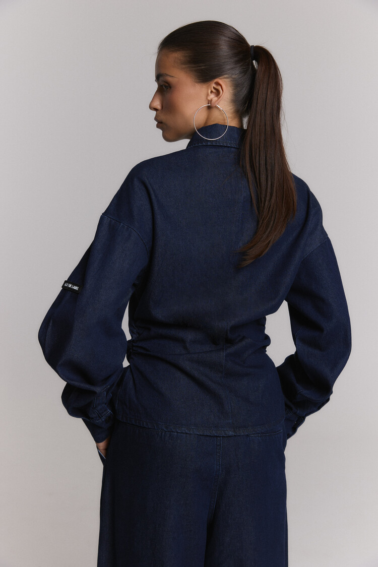 ALIX THE LABEL ALIX THE LABEL FITTED WAIST DENIM BLOUSE