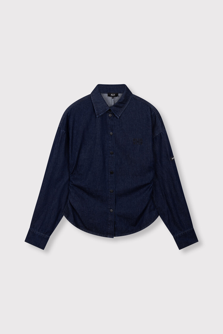 ALIX THE LABEL ALIX THE LABEL FITTED WAIST DENIM BLOUSE