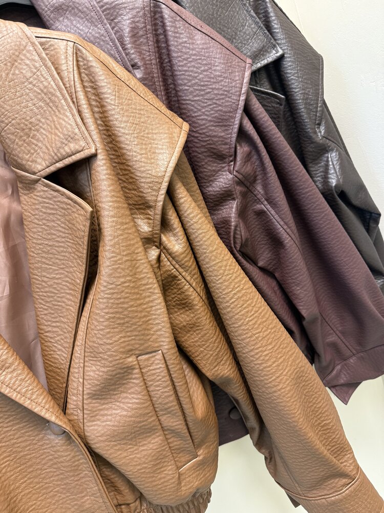 FAUX LEATHER JACKET BROWN