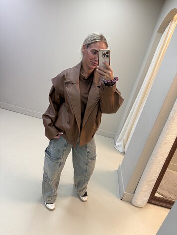 FAUX LEATHER JACKET CAMEL