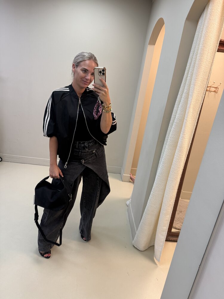 QUEEN HEARTS DOUBLE WAIST JEANS BLACK