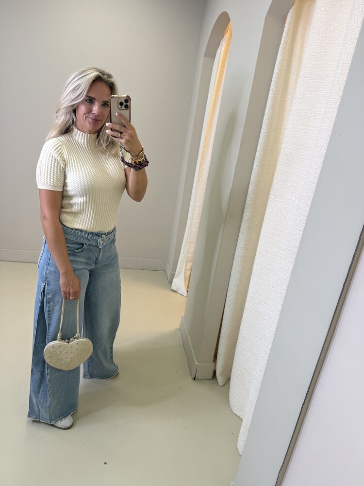TOP GEBREID OFF WHITE