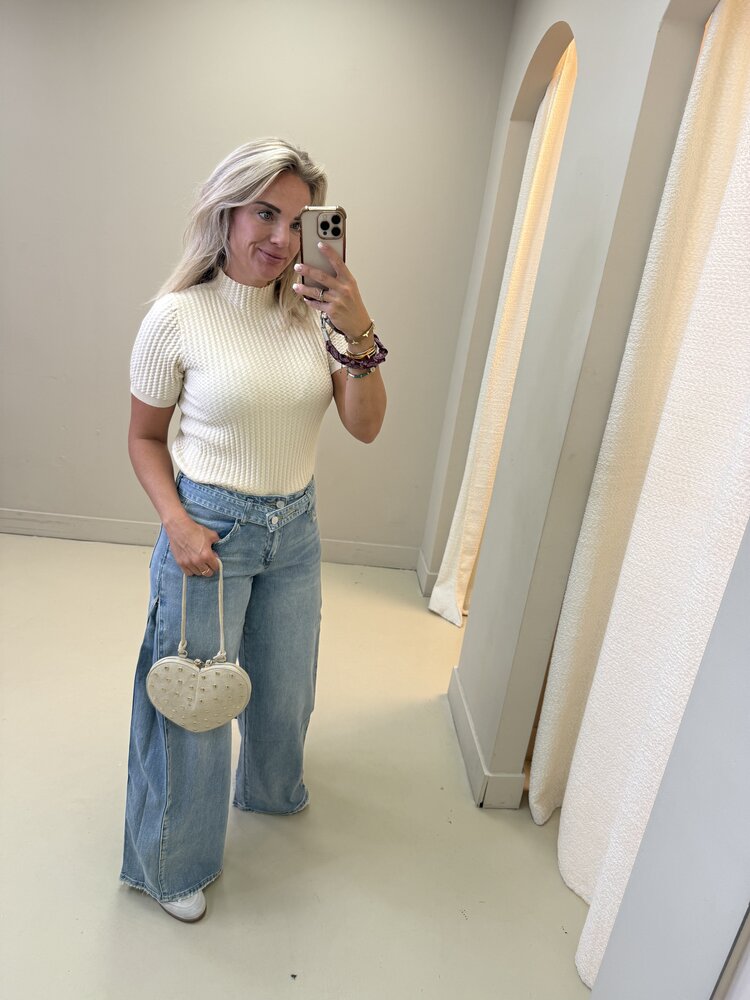 TOP GEBREID OFF WHITE