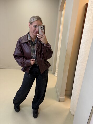 JACKET PU BORDEAUX ROOD SMOK