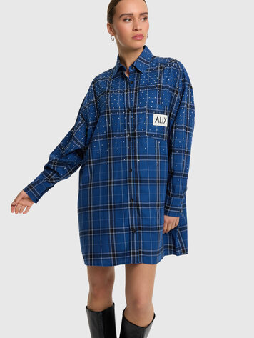 ALIX THE LABEL ALIX THE LABEL STUDDED CHECK BLOUSE DRESS
