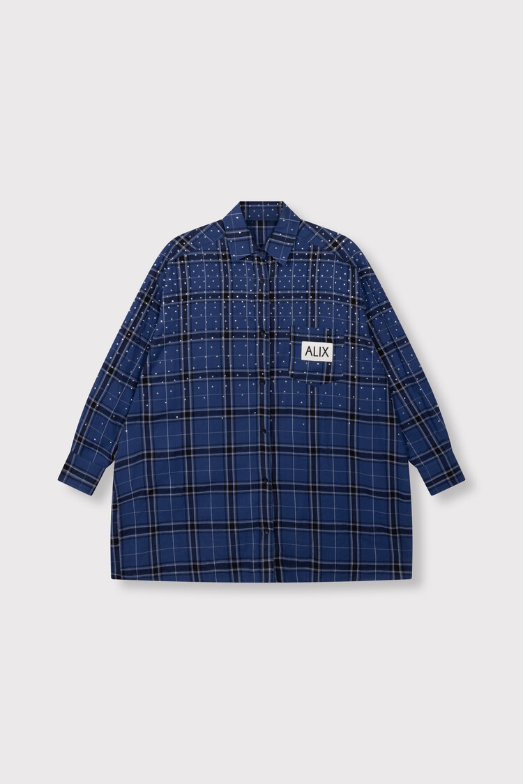 ALIX THE LABEL ALIX THE LABEL STUDDED CHECK BLOUSE DRESS