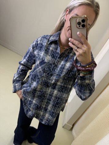 BLOUSE RUIT BLAUW DIAMOND
