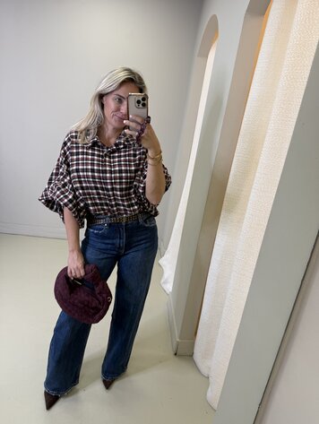 VLINDERBLOUSE RUIT BORDEAUX