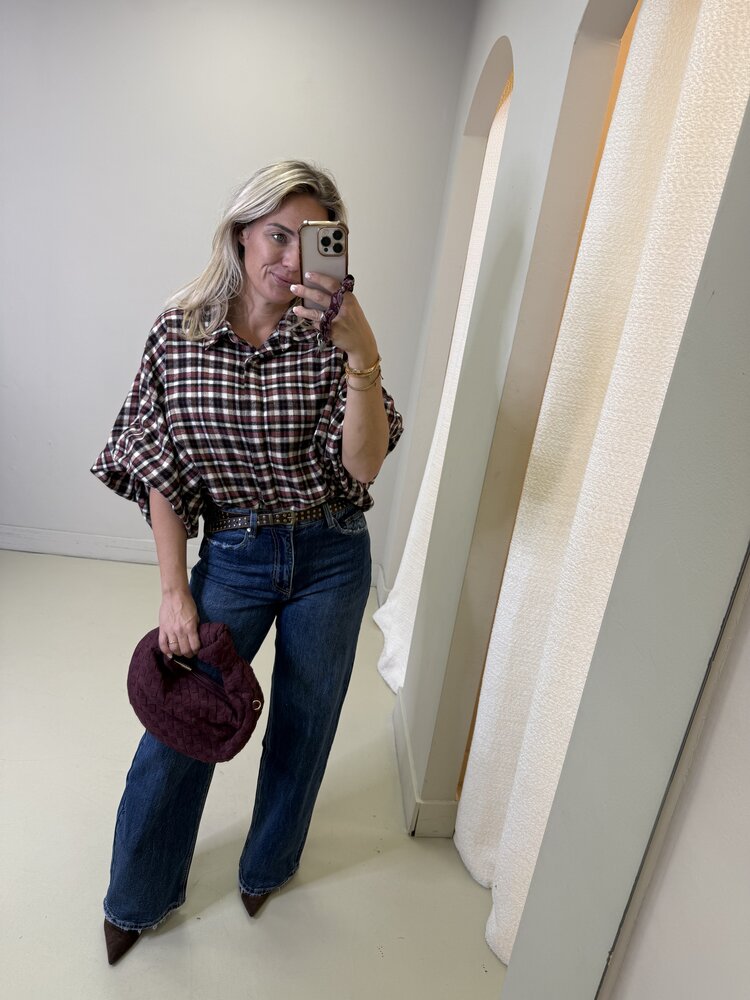 VLINDERBLOUSE RUIT BORDEAUX