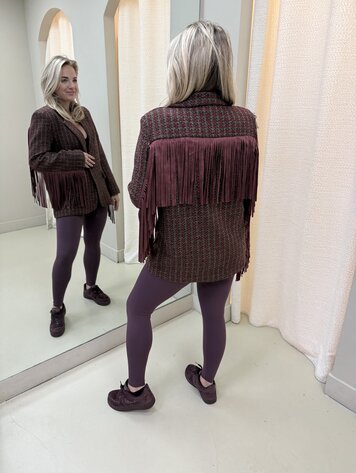 BLAZER TWEED BORDEAUX FRANJE