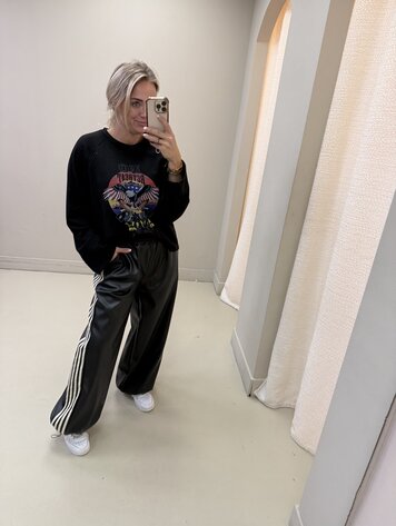 PANTS PU STRIPE ZWART