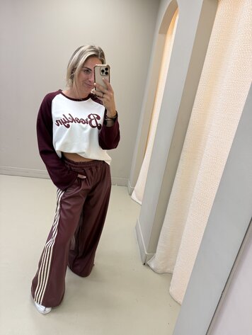 PANTS PU STRIPE BORDEAUX