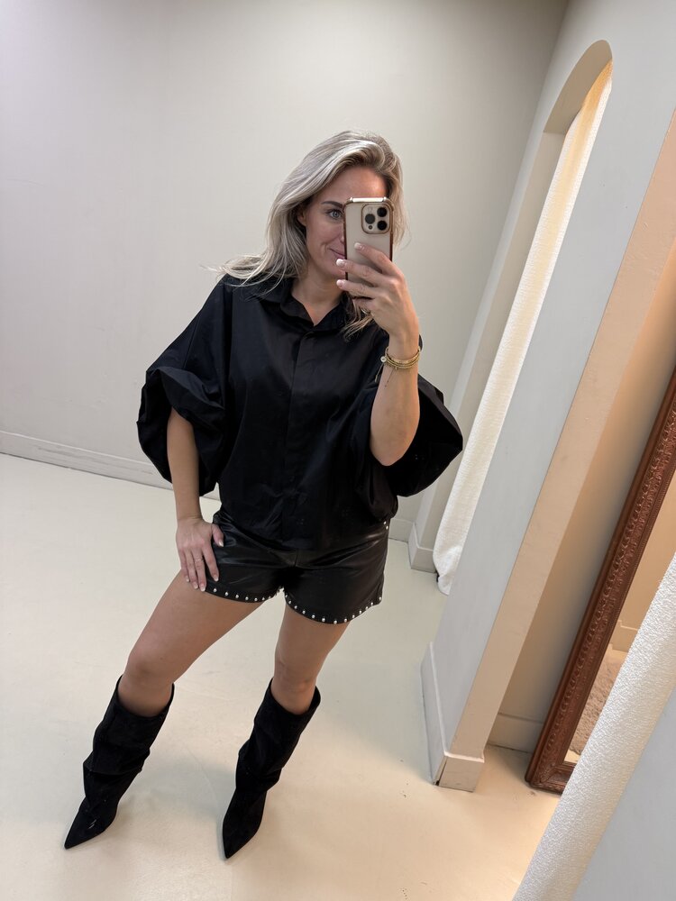VLINDERBLOUSE ZWART