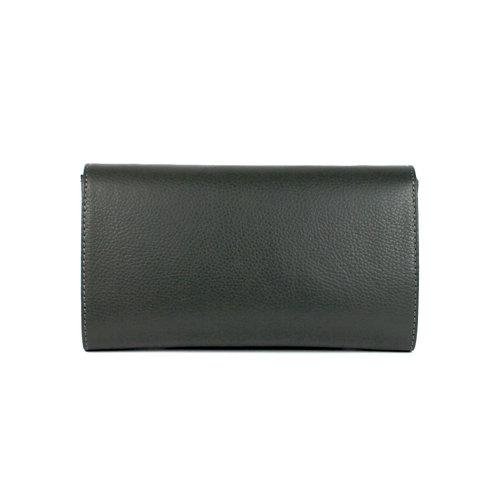 Antracietgrijze leren clutch / schoudertasje