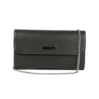 Antracietgrijze leren clutch
