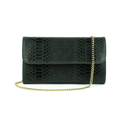 Donkergroene clutch slang Donkergroene clutch slang