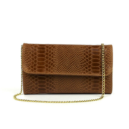 Cognackleurige clutch slang Cognackleurige clutch slang