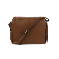 Tweedelige schoudertas, cognac