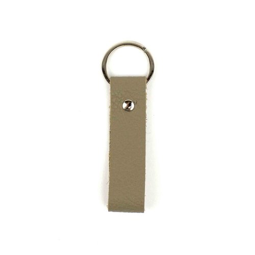 Sleutelhanger (zilver), taupe leer